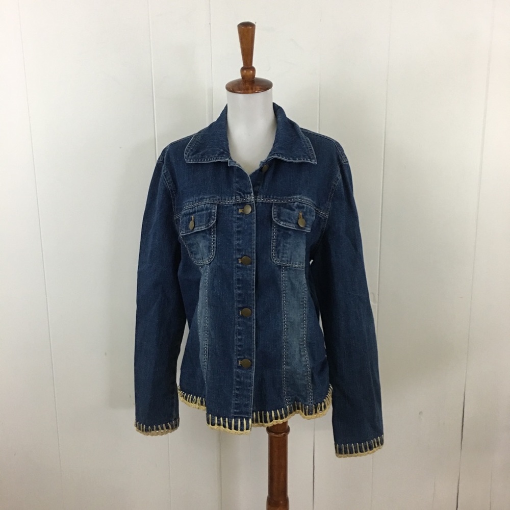 Sandro Stitched Crochet Insert Jean Jacket‎